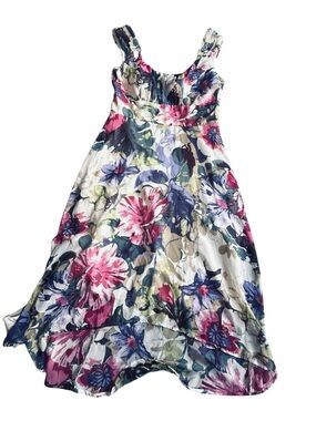 connected apparel Floral High-Low Sundress in Pink, Blue & Green